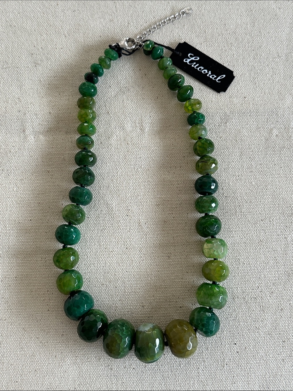 Lucoral Green Agate Gemstone Beaded Necklace